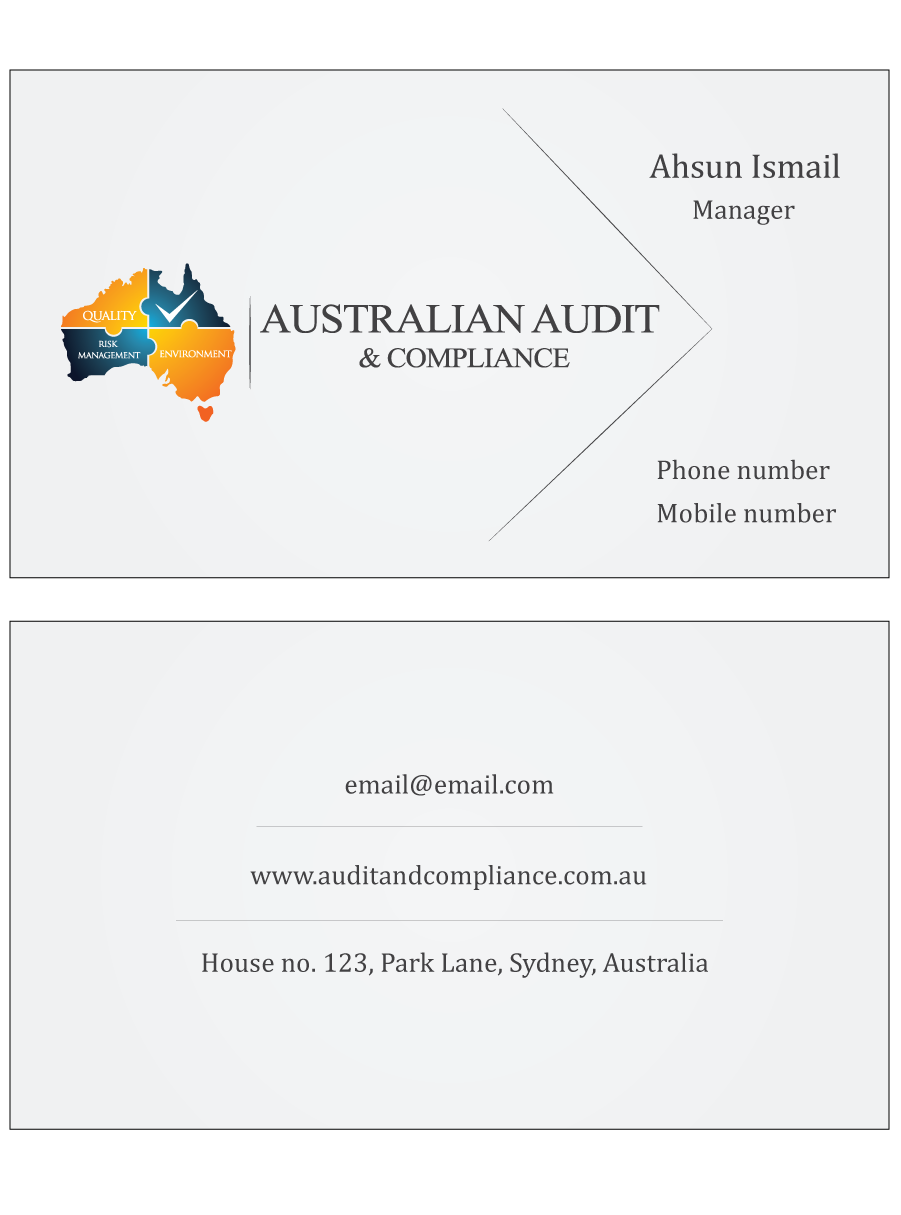 Diseño de Tarjeta de Presentación por Ahsun para Australian Audit & Compliance | Diseño #2391410