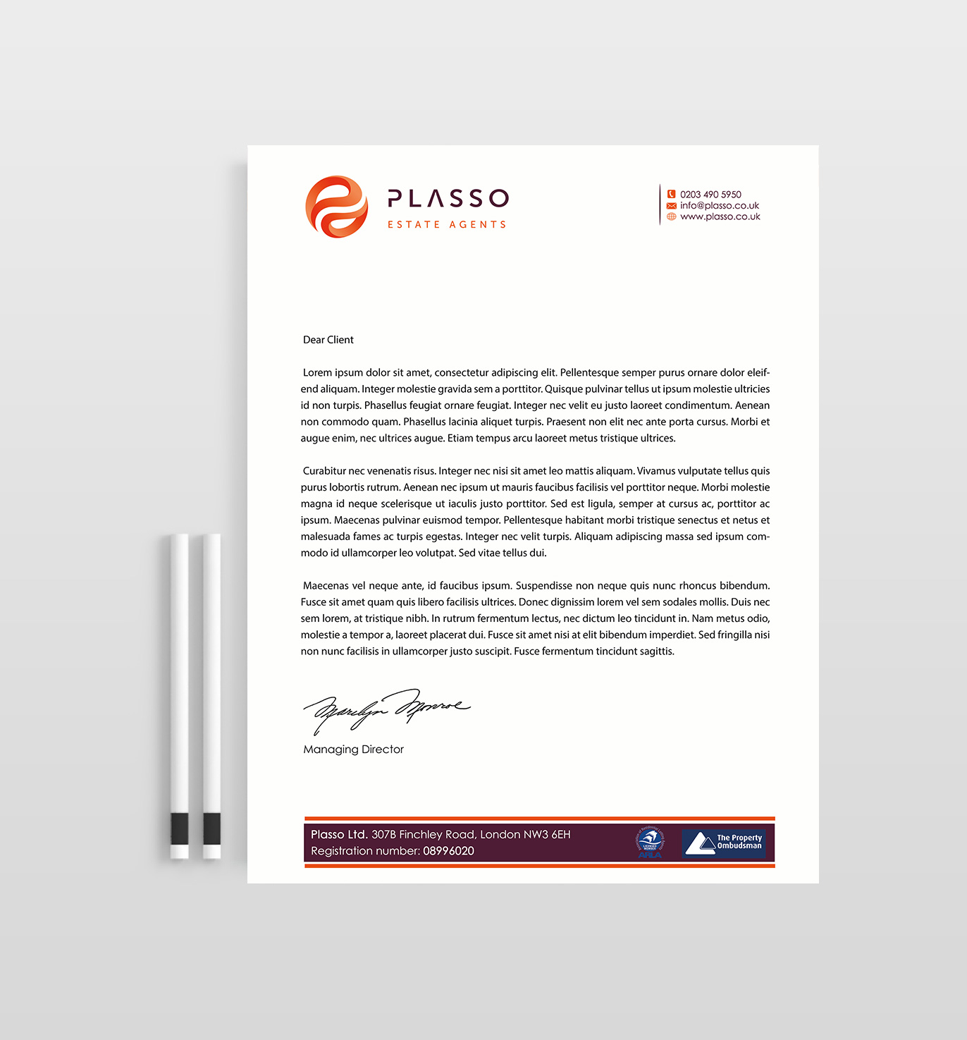 Letterhead Design by Designs 2019 for Plasso | Design #12120455