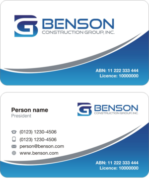 Business Card Design by Sushma for Benson Construction Group, Inc. | Design: #12078492