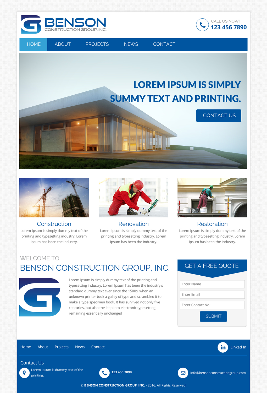 Web Design by rightway for Benson Construction Group, Inc. | Design #12092359