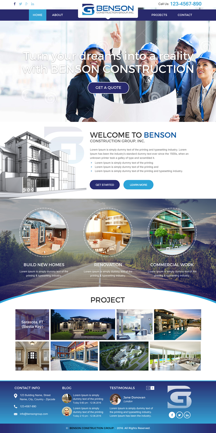 Web Design by rightway for Benson Construction Group, Inc. | Design #12092381