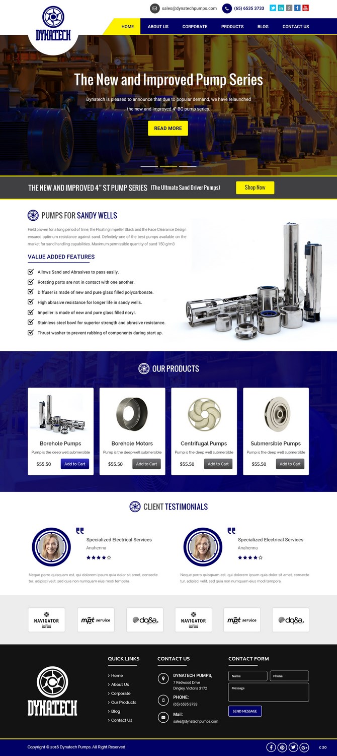 Web Design by pb for Dynatech Pumps | Design #12142145