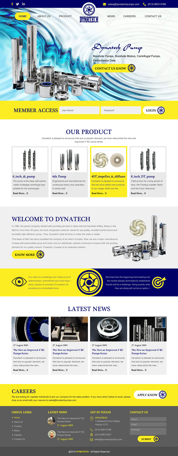 Diseño Web por rightway para Dynatech Pumps | Diseño #12120790