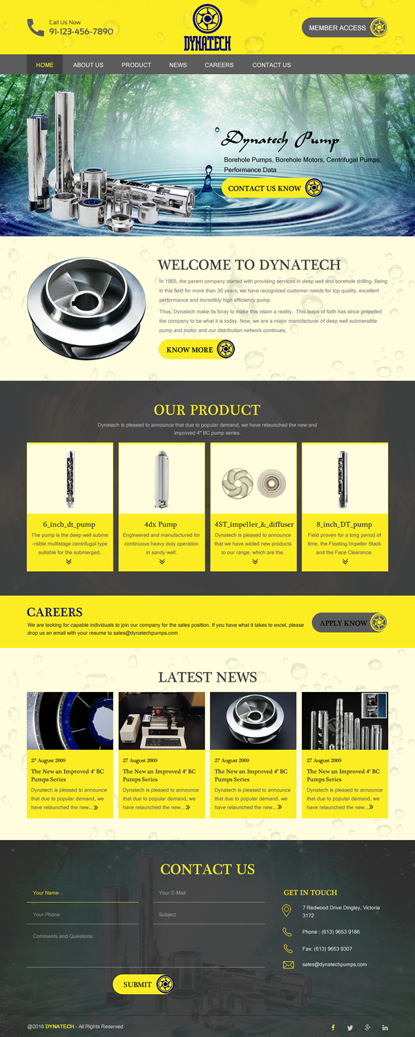 Web Design by rightway for Dynatech Pumps | Design #12120794