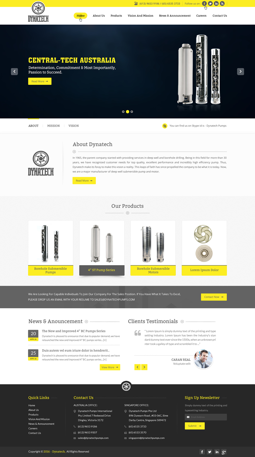 Web Design by pnfnetworkz for Dynatech Pumps | Design #12164972