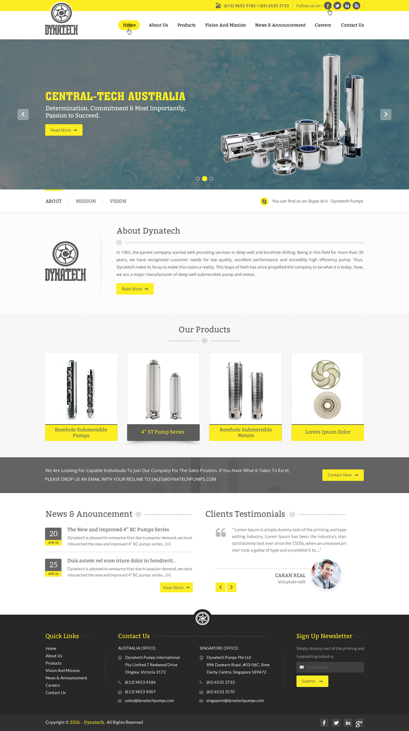 Web Design by pnfnetworkz for Dynatech Pumps | Design #12164973