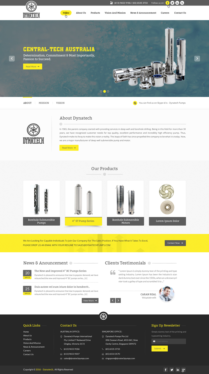 Web Design by pnfnetworkz for Dynatech Pumps | Design #12164974
