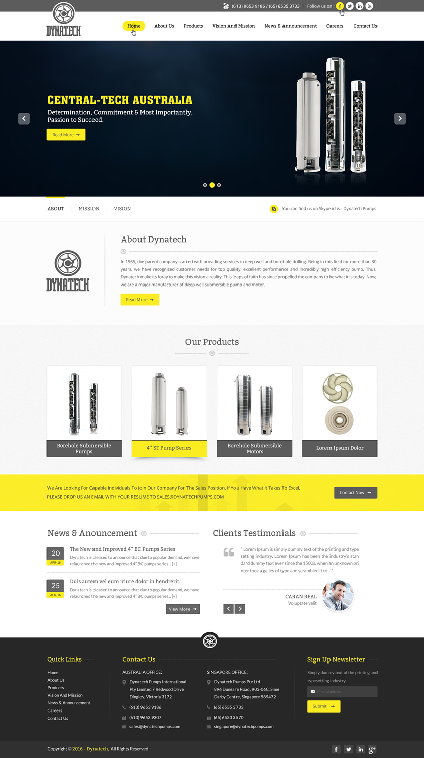 Web Design by pnfnetworkz for Dynatech Pumps | Design #12164975