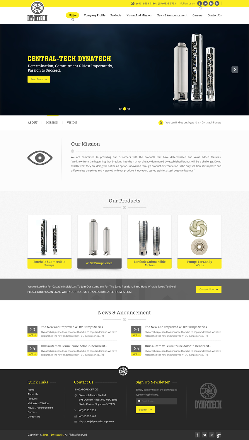 Web Design by pnfnetworkz for Dynatech Pumps | Design #12476546