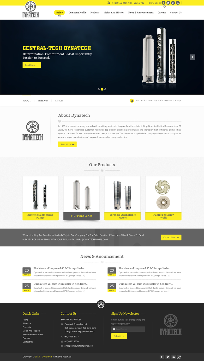 Web Design by pnfnetworkz for Dynatech Pumps | Design #12476548