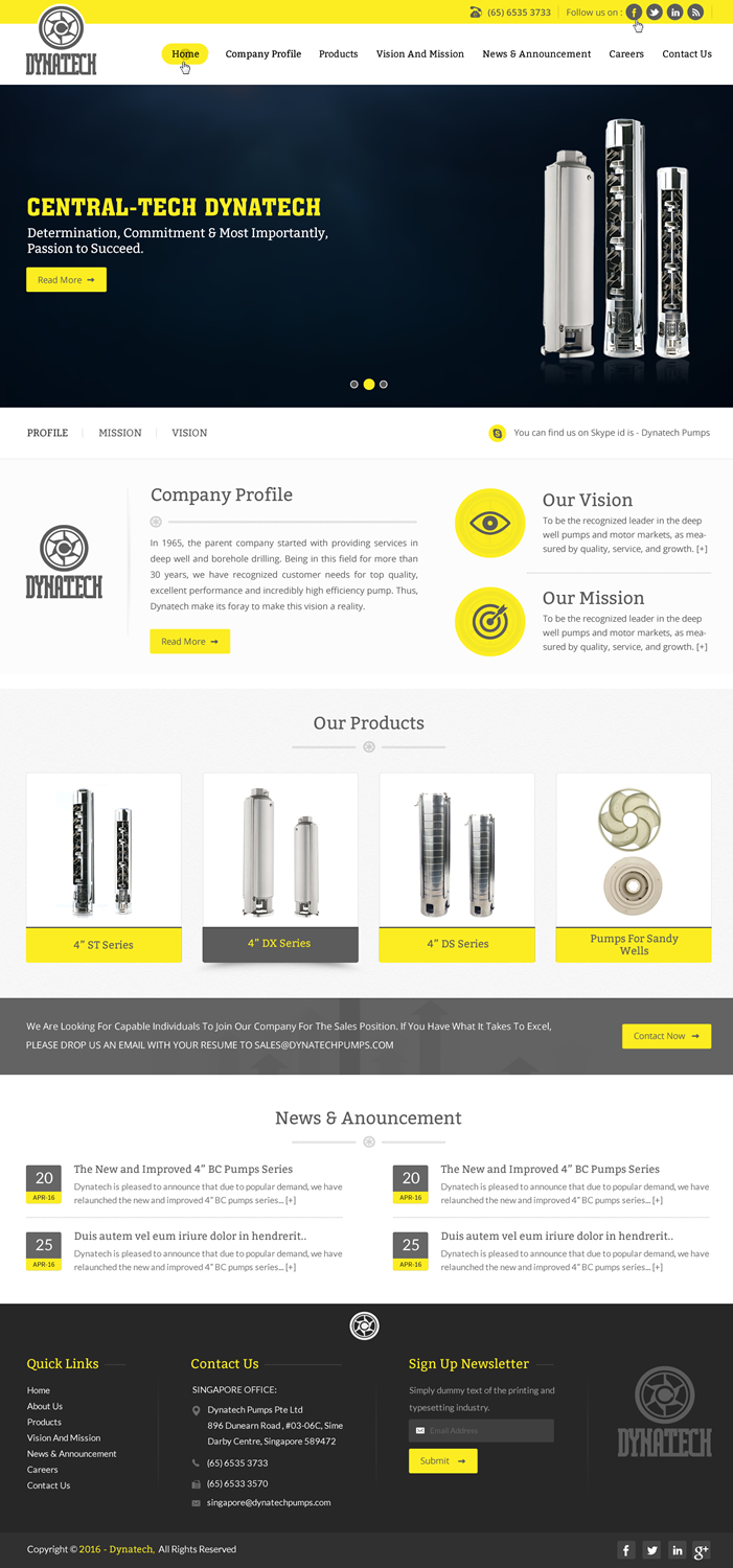 Web Design by pnfnetworkz for Dynatech Pumps | Design #12490611