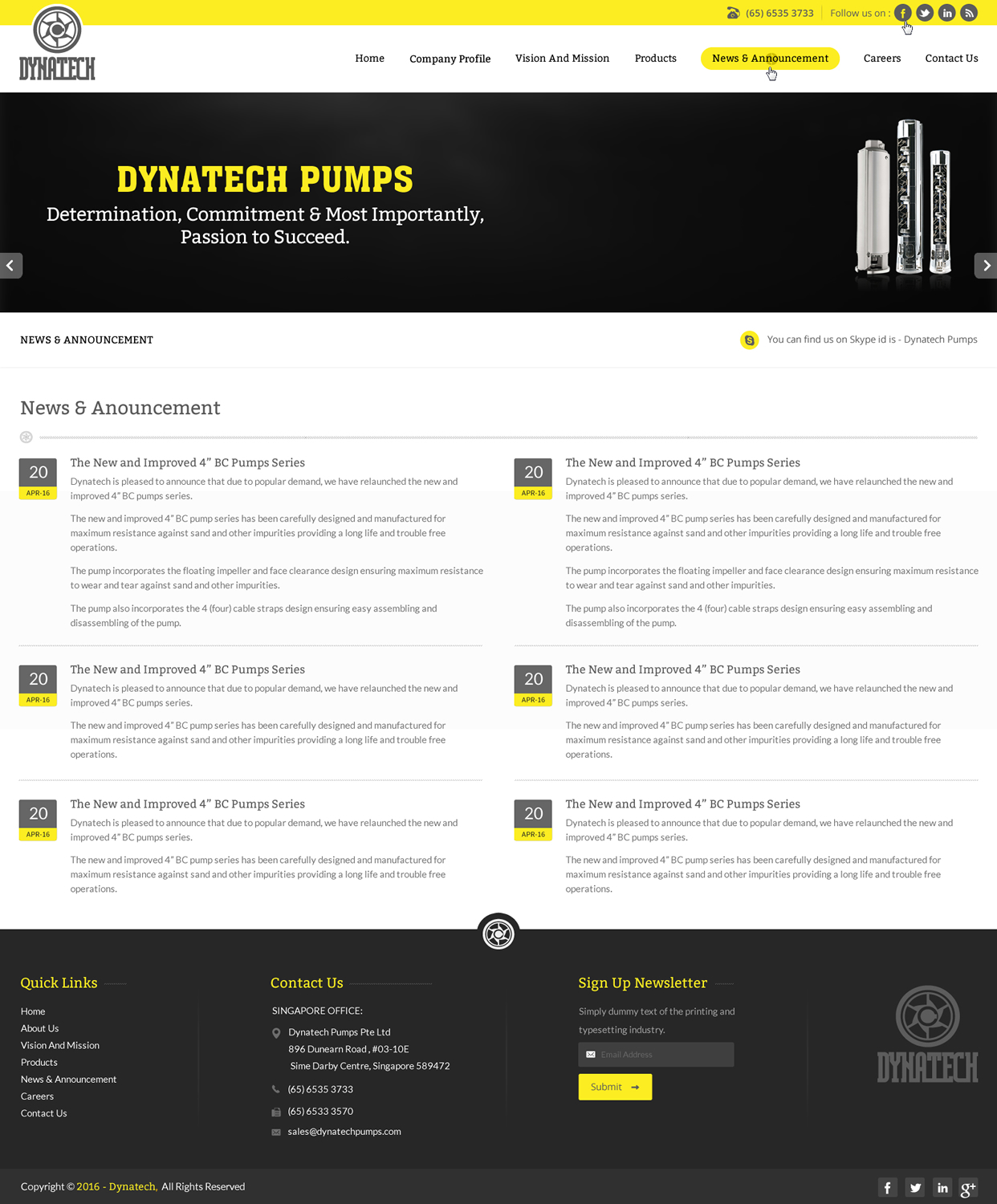 Web Design by pnfnetworkz for Dynatech Pumps | Design #12734724