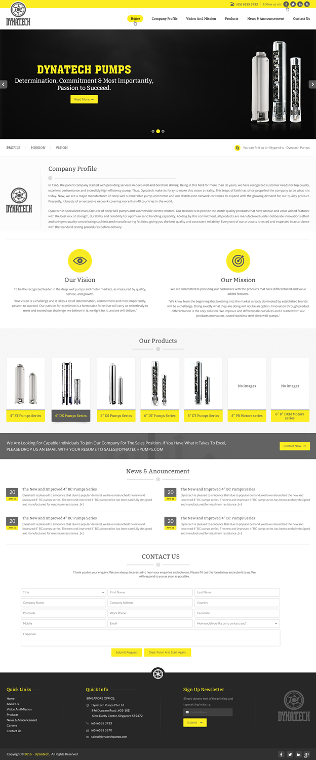Web Design by pnfnetworkz for Dynatech Pumps | Design #12741909