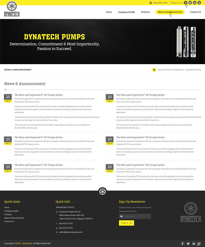 Web-Design von pnfnetworkz für Dynatech Pumps | Design #12904832