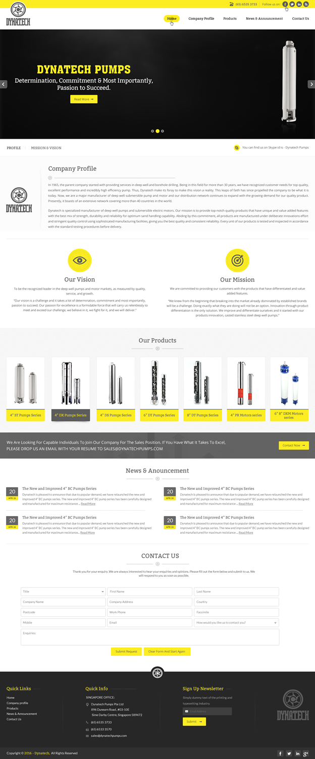 Web Design by pnfnetworkz for Dynatech Pumps | Design #12928436