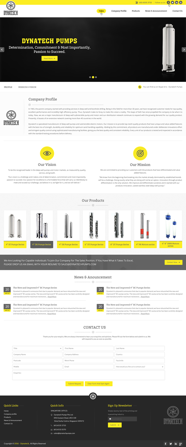 Web Design by pnfnetworkz for Dynatech Pumps | Design #12939822