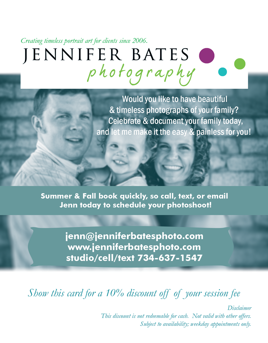 Flyer Design by Photoshoper20 for Jennifer Bates Photography | Design #12172509