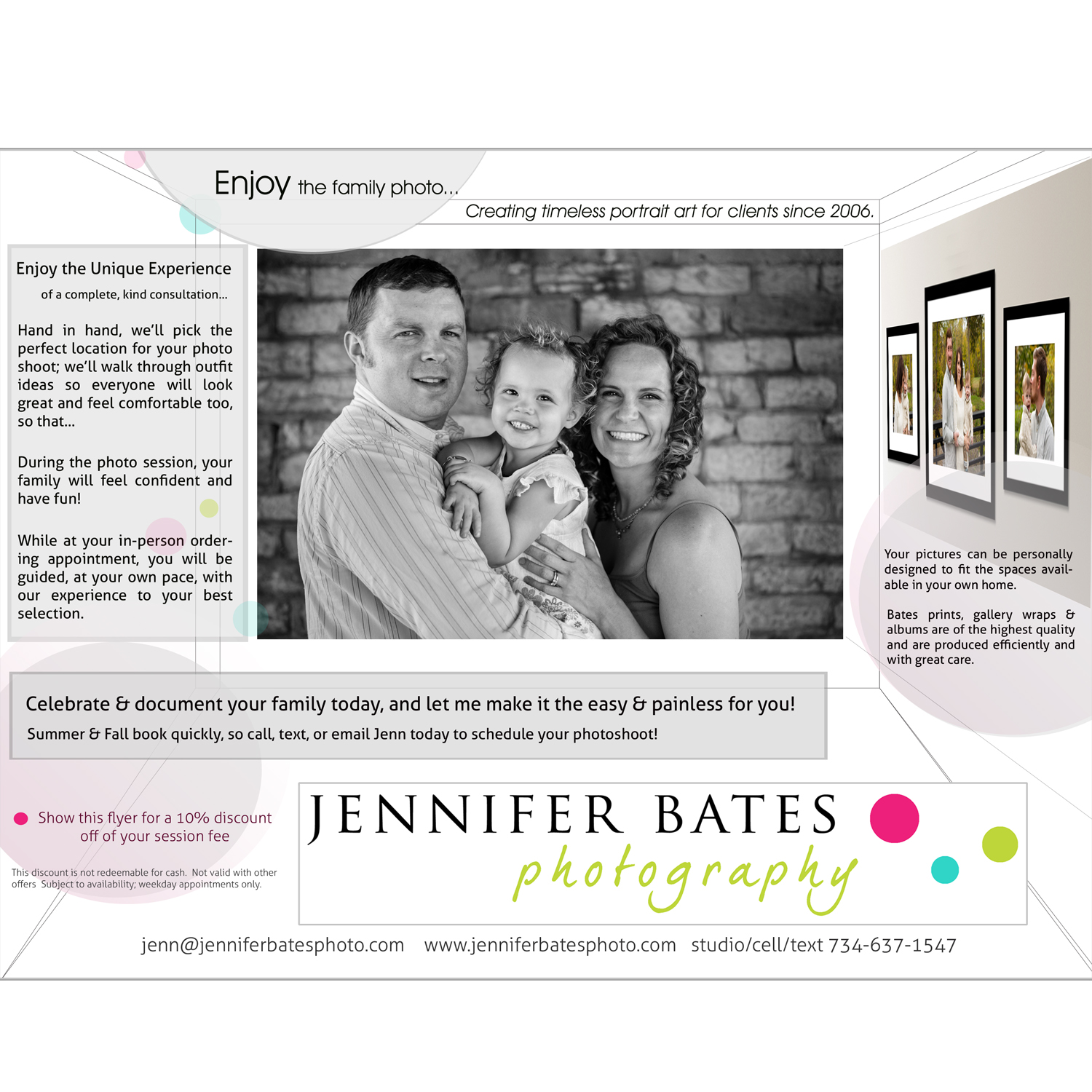Flyer Design by Be a River for Jennifer Bates Photography | Design #12108273