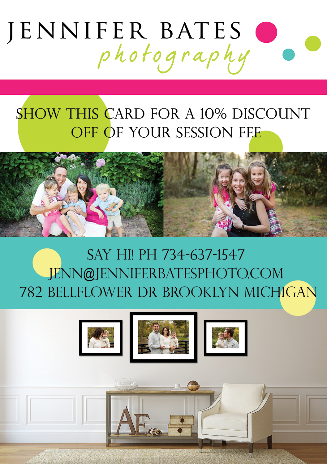 Flyer Design by lex.bartlett for Jennifer Bates Photography | Design #12101524