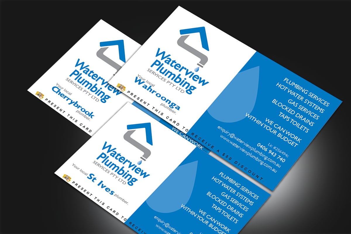 Business Card Design by DCMadrid for waterview plumbing | Design: #12098889