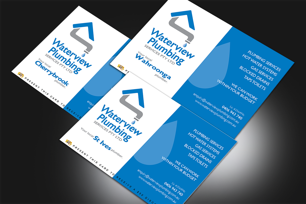 Business Card Design by DCMadrid for waterview plumbing | Design #12100984