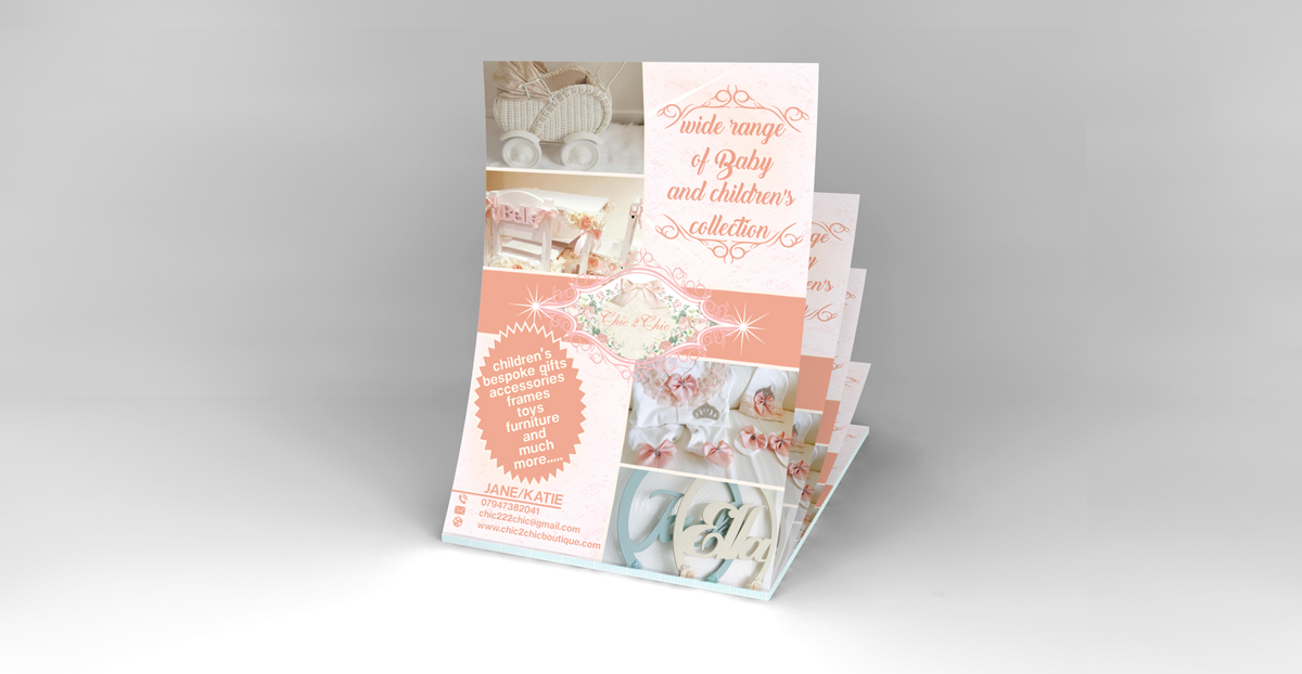 Diseño de Flyer por Impressive Solutions para Chic 2 Chic Boutique Ltd. | Diseño #12106263