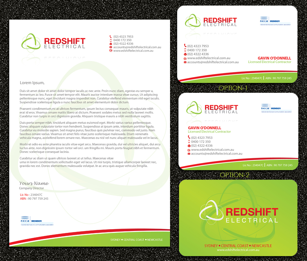 Design de Papeterie par Sarmishtha Chattopadhyay_loginchange pour Redshift Electrical Services | Design #2393416