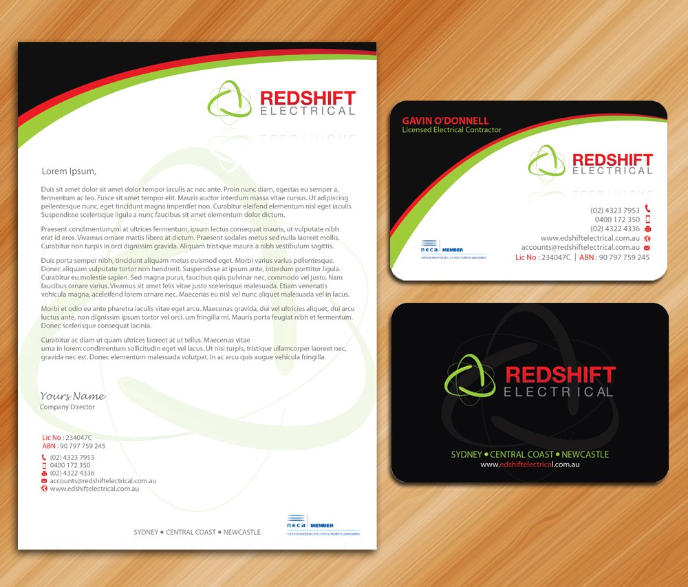 Design de Papeterie par Sarmishtha Chattopadhyay_loginchange pour Redshift Electrical Services | Design #2403867