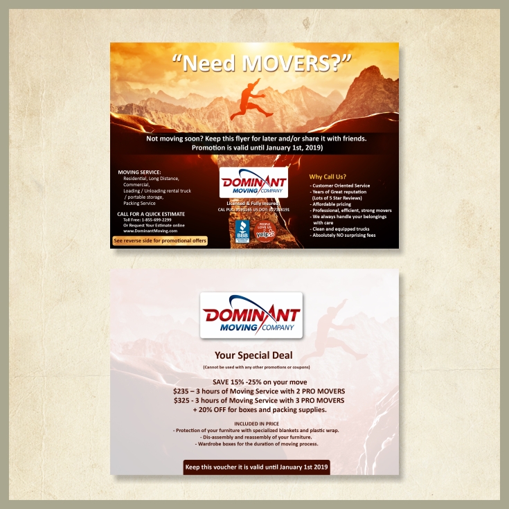 Design de Flyer par reyes graphic design pour Dominant Moving Systems | Design #12216713