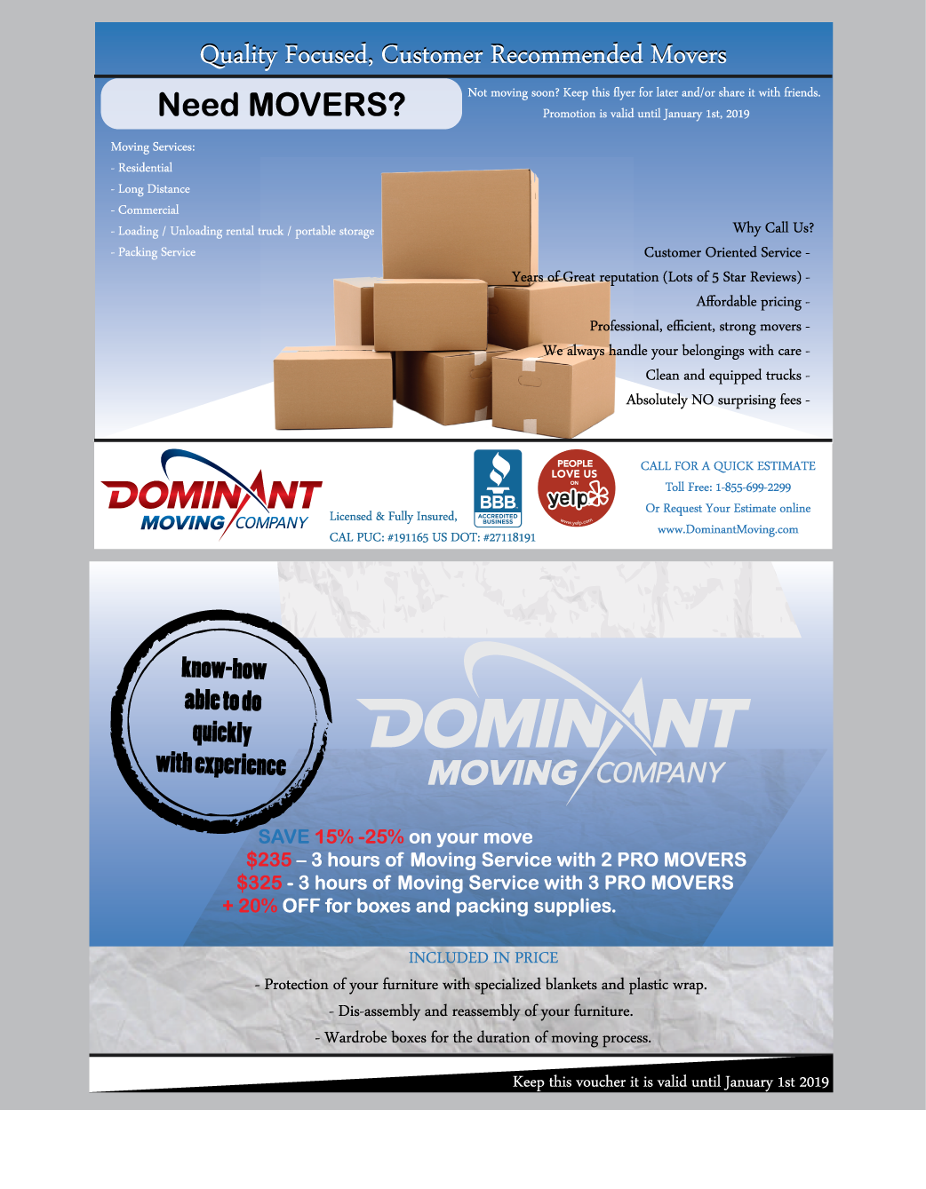 Flyer Design by 1291AP for Dominant Moving Systems | Design #12222289