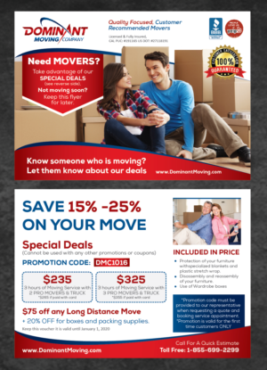 Flyer Design by Achiver for Dominant Moving Systems | Design: #12492639