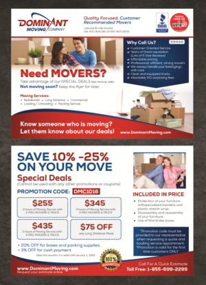 Flyer Design by Achiver for Dominant Moving Systems | Design: #13514198