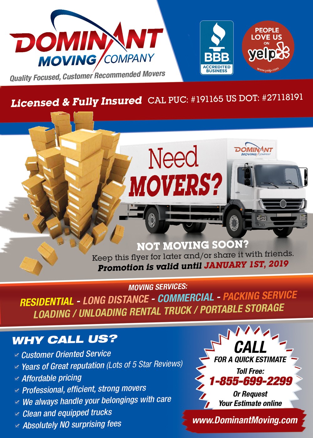 Design de Flyer par UrbainFX pour Dominant Moving Systems | Design #12954452