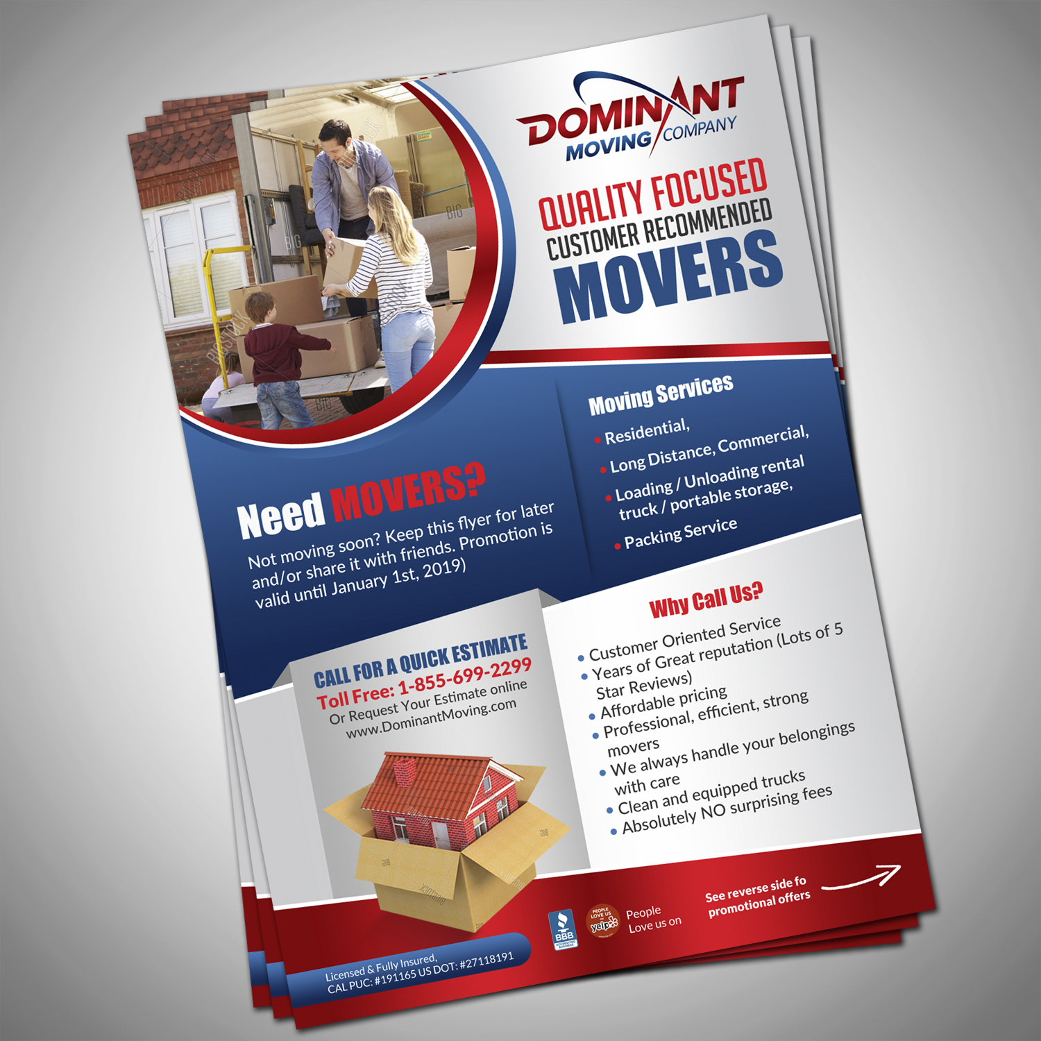 Flyer Design by creative.bugs for Dominant Moving Systems | Design #12115082