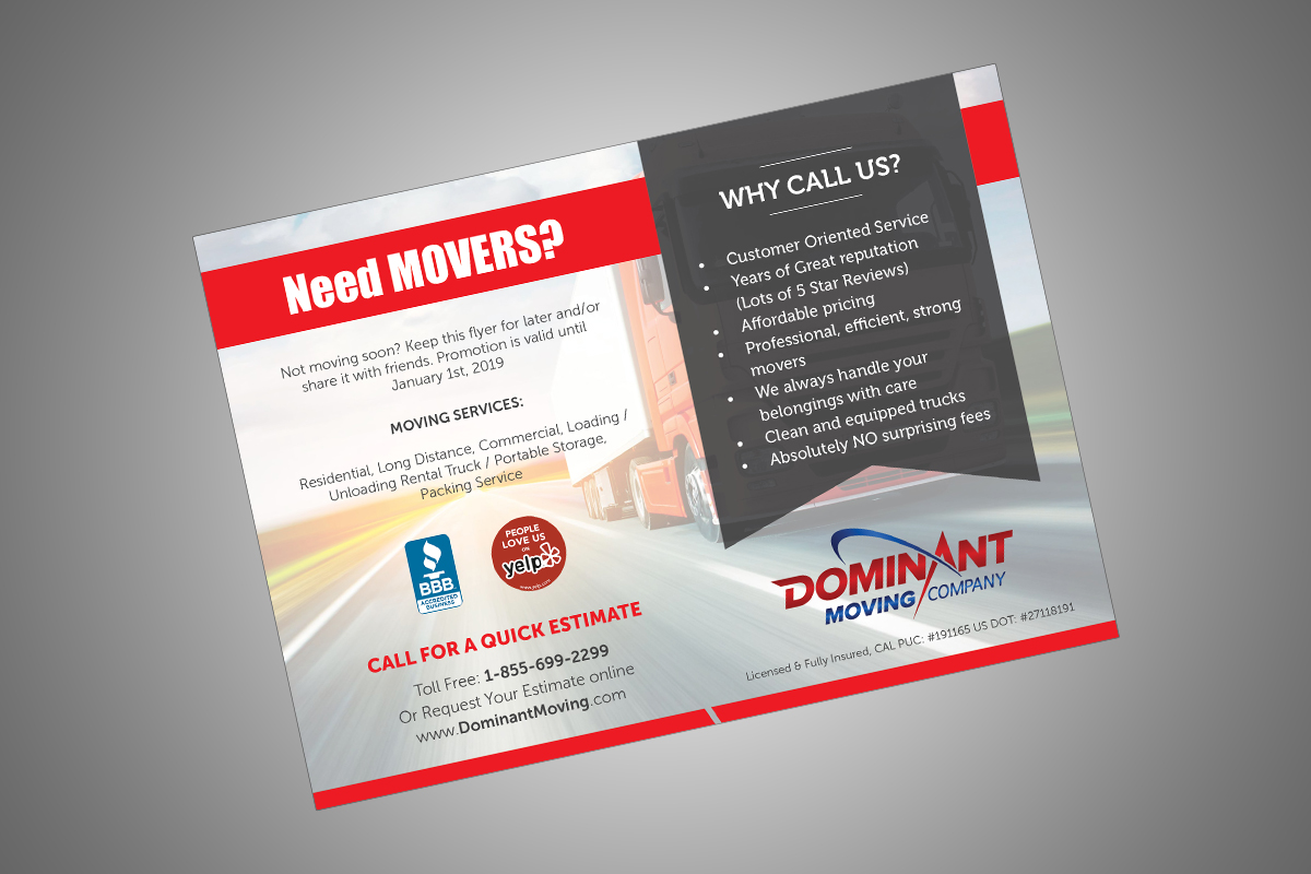 Flyer Design by Rahul Graphics for Dominant Moving Systems | Design #12120356