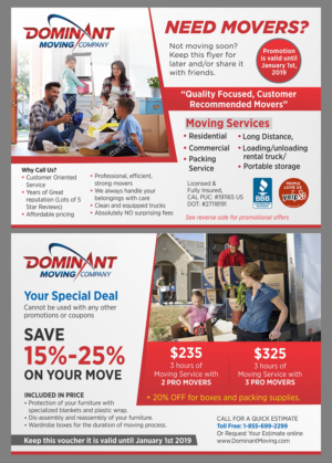 Flyer Design by D Creative for Dominant Moving Systems | Design: #12226197