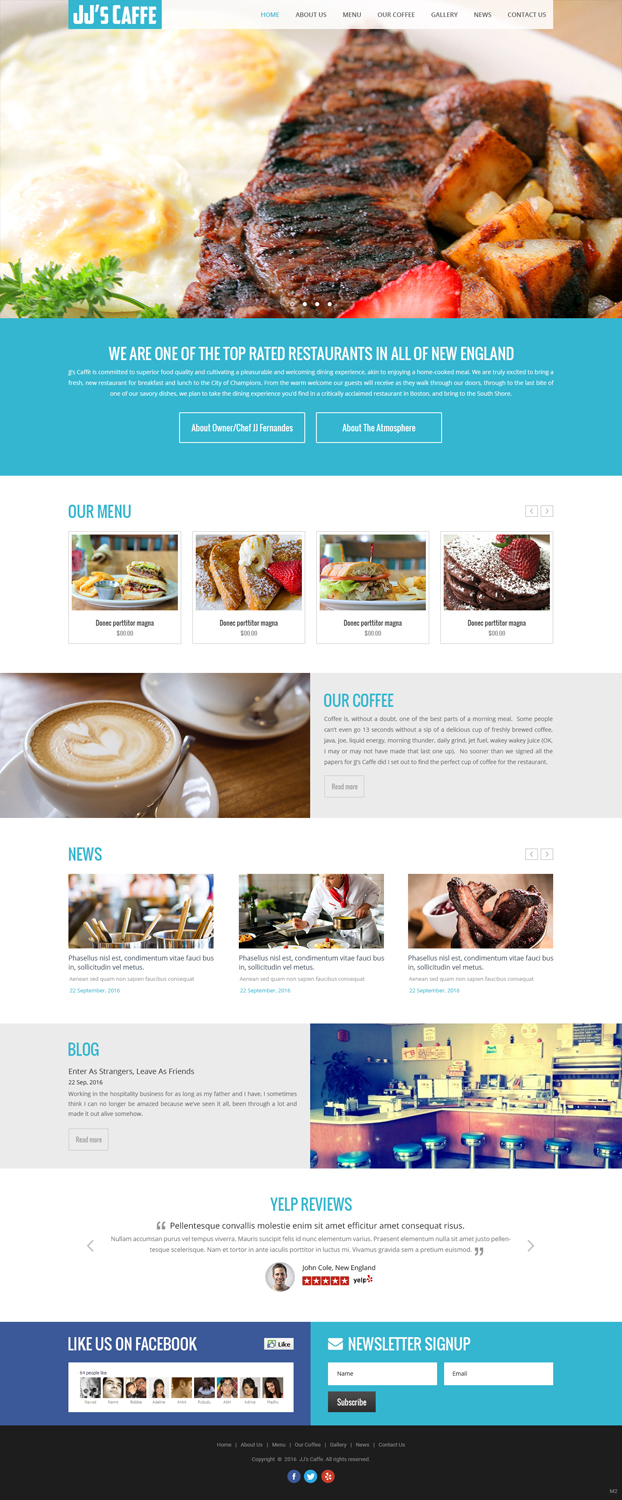 Wordpress Design by pb for JJ's Caffe | Design #12142246