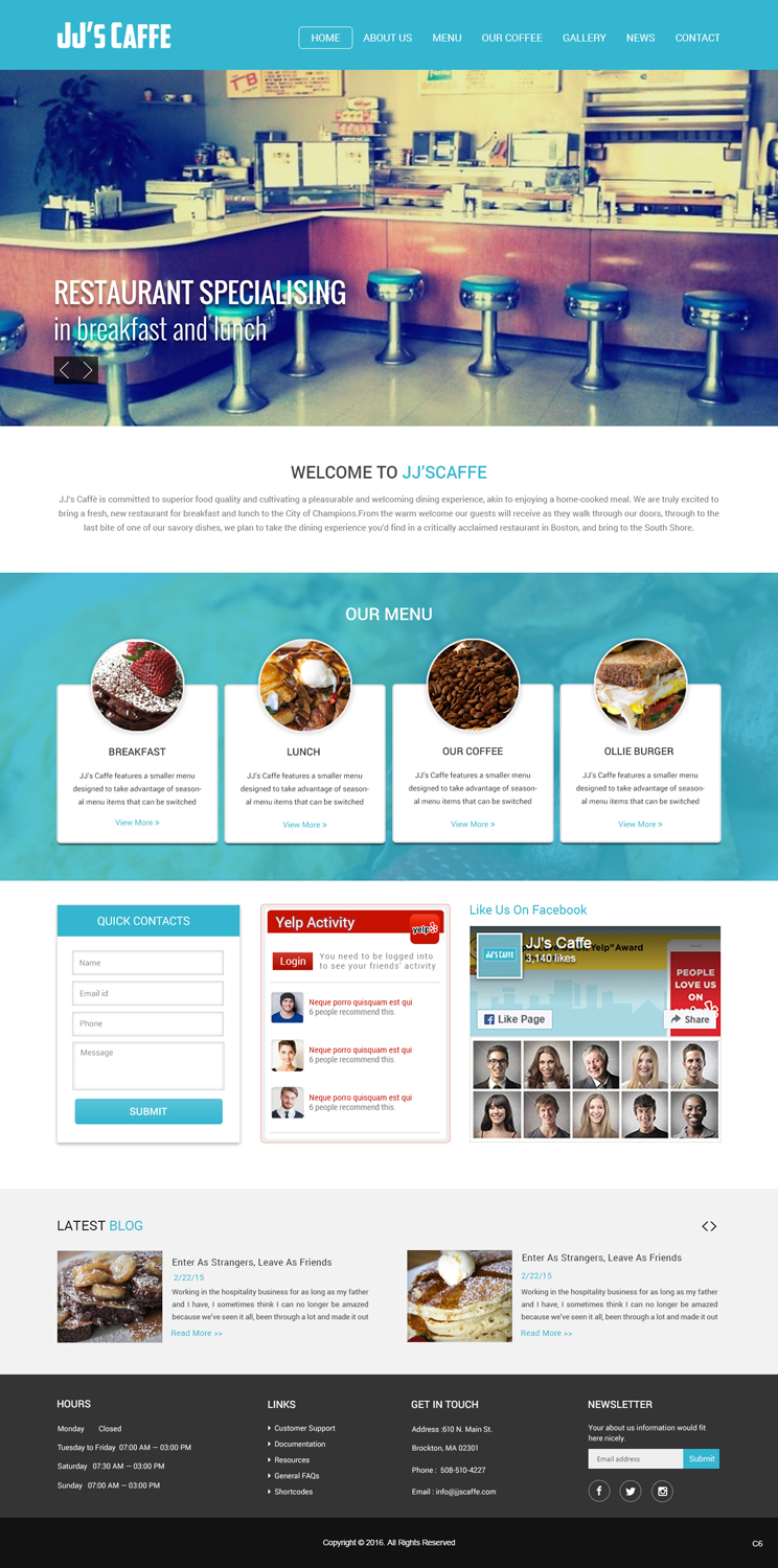 WordPress-Design von pb für JJ's Caffe | Design #12152941