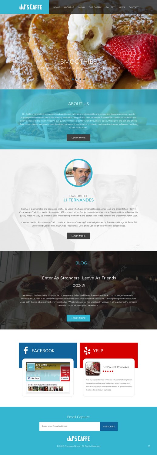Design Wordpress par pb pour JJ's Caffe | Design #12152951