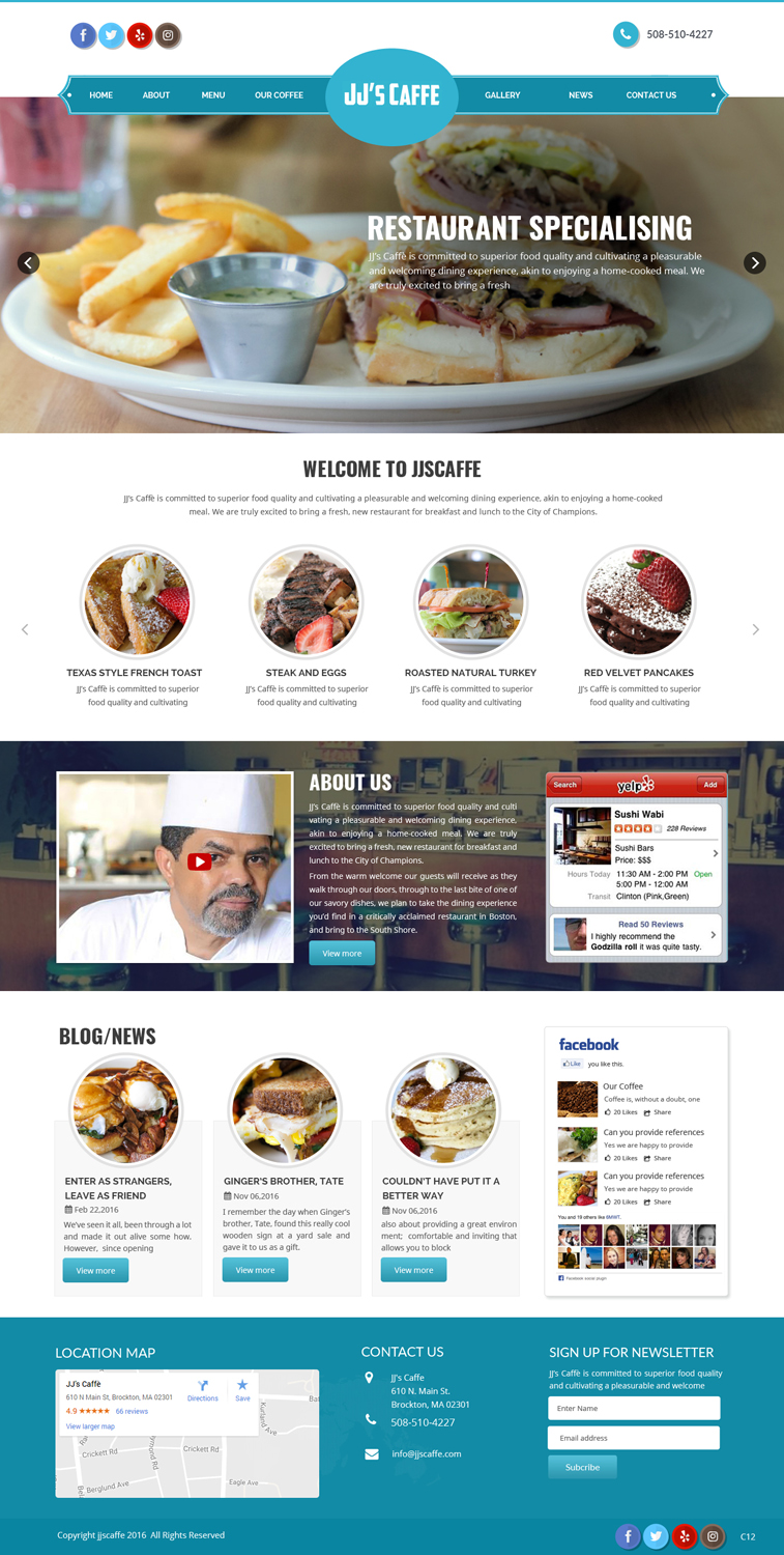 Wordpress Design by pb for JJ's Caffe | Design #12152952
