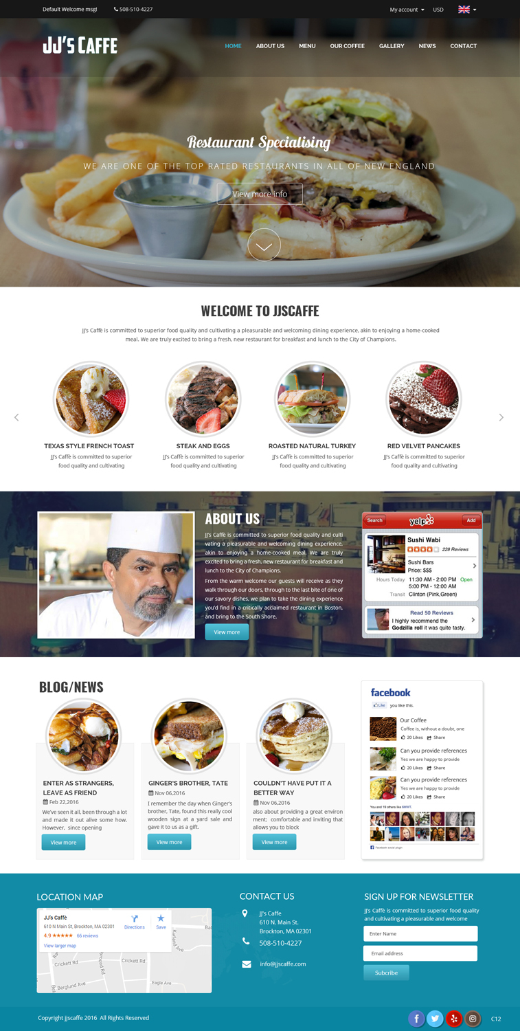 WordPress-Design von pb für JJ's Caffe | Design #12152953