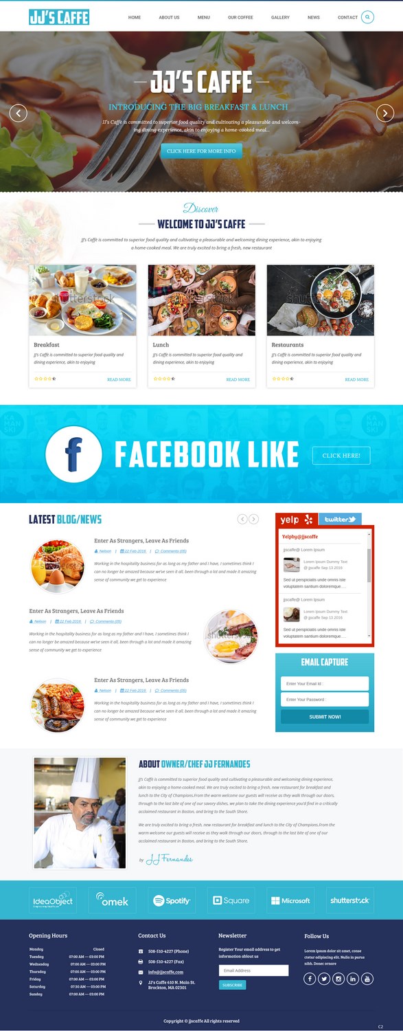 Wordpress Design by pb for JJ's Caffe | Design #12166714