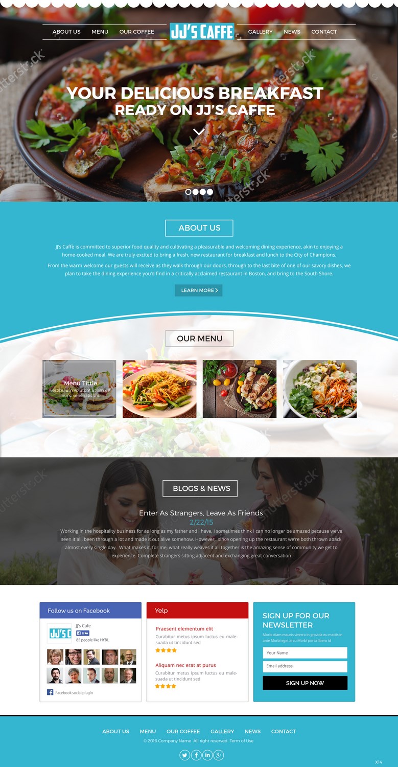 Wordpress Design by pb for JJ's Caffe | Design #12166715