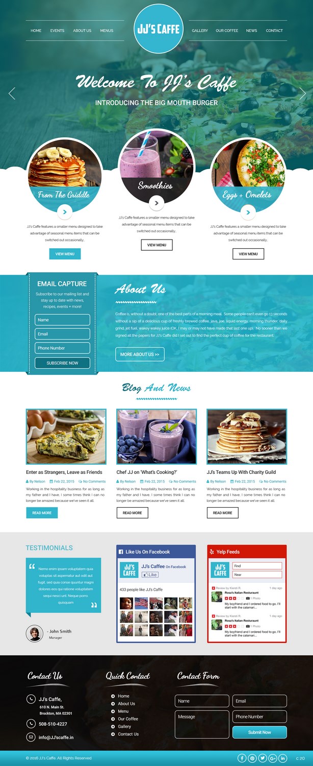 Design Wordpress par pb pour JJ's Caffe | Design #12166720