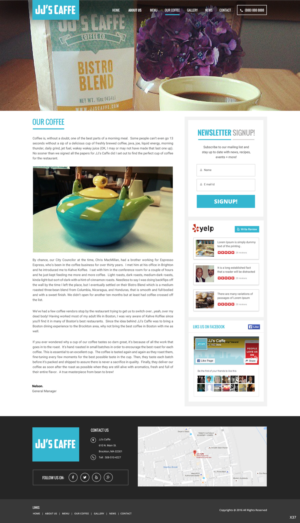 Design Wordpress par pb pour JJ's Caffe | Design : #12424141