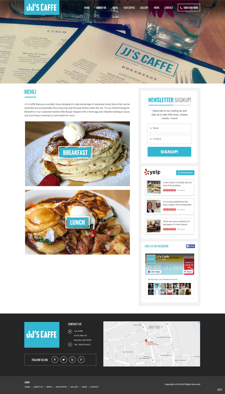 Wordpress Design by pb for JJ's Caffe | Design #12424142