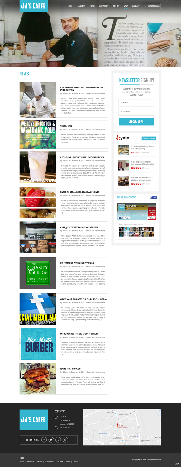 Wordpress Design by pb for JJ's Caffe | Design #12424155