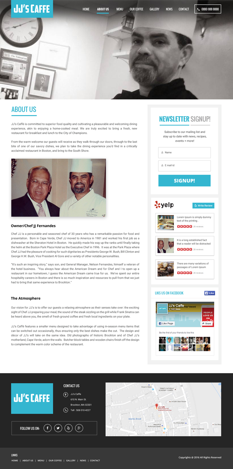 Wordpress Design by pb for JJ's Caffe | Design #12545529