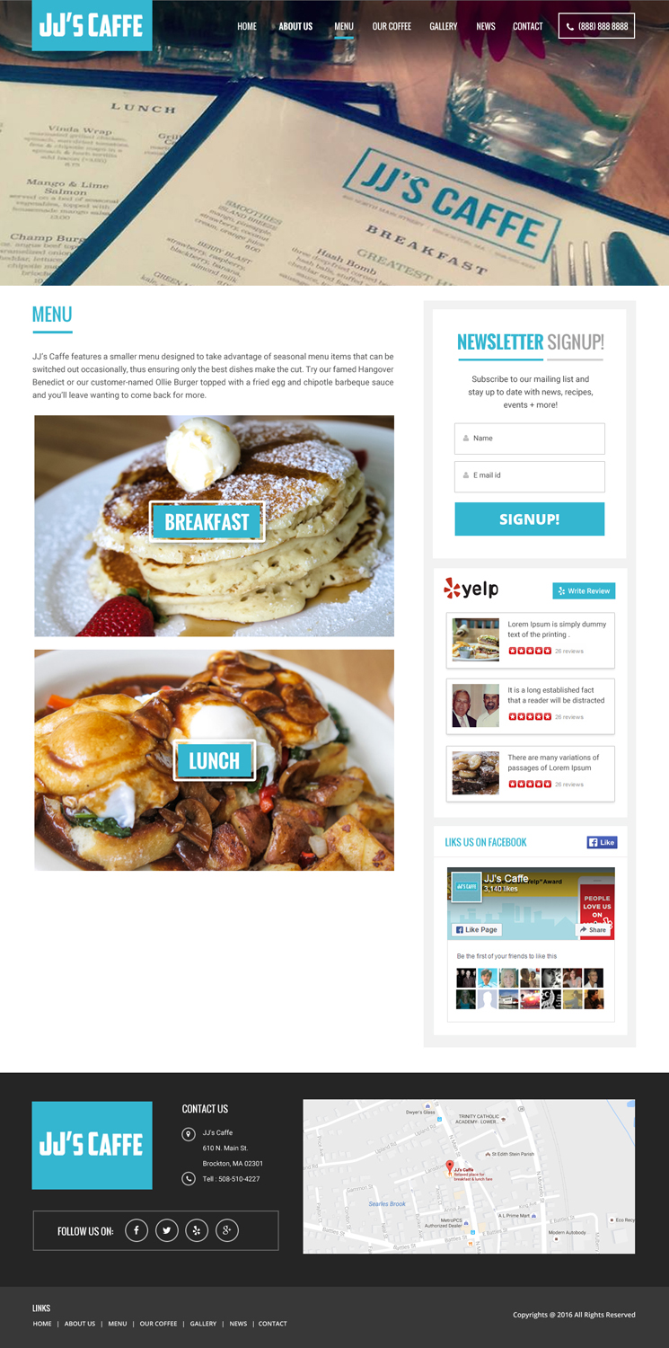 Wordpress Design by pb for JJ's Caffe | Design #12545534