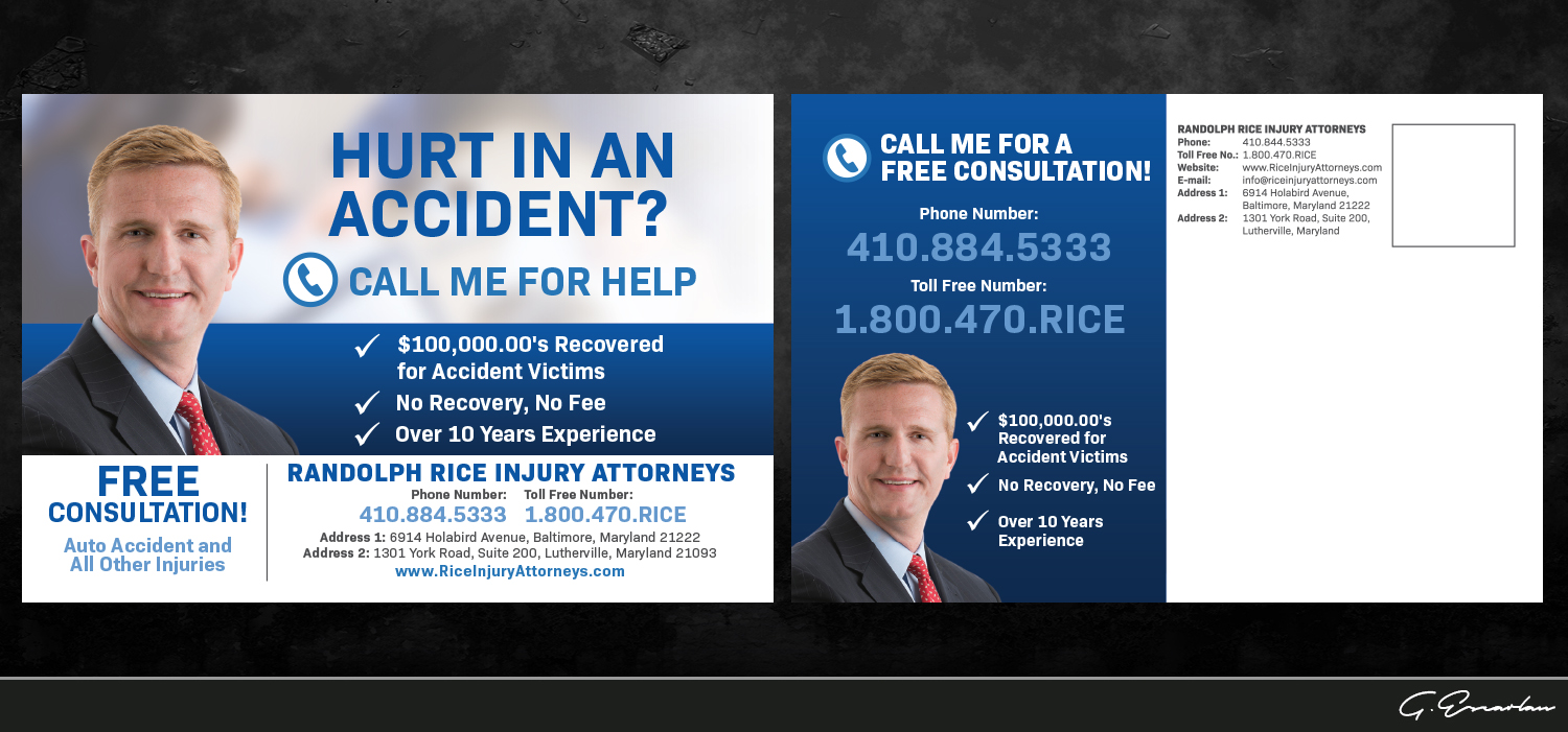 Elegant, Playful, Law Firm Postcard Design for Law Offices of Randolph